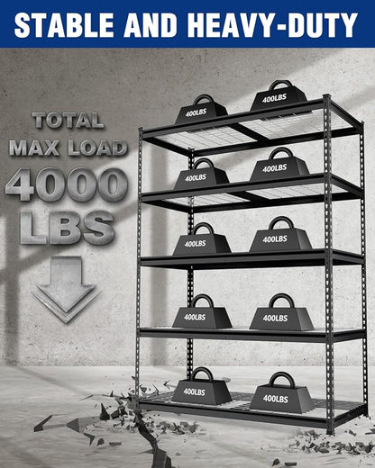 WORKPRO 5-Tier Heavy Duty Metal Shelving Unit, 72”H x 48”W x 24”D, Adjustable - Image 6