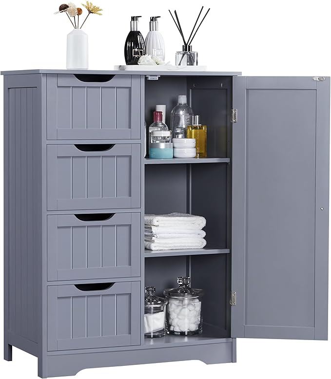 Yaheetech Large Bathroom Storage Cabinet, Freestanding Floor Cabinet by Unknown
