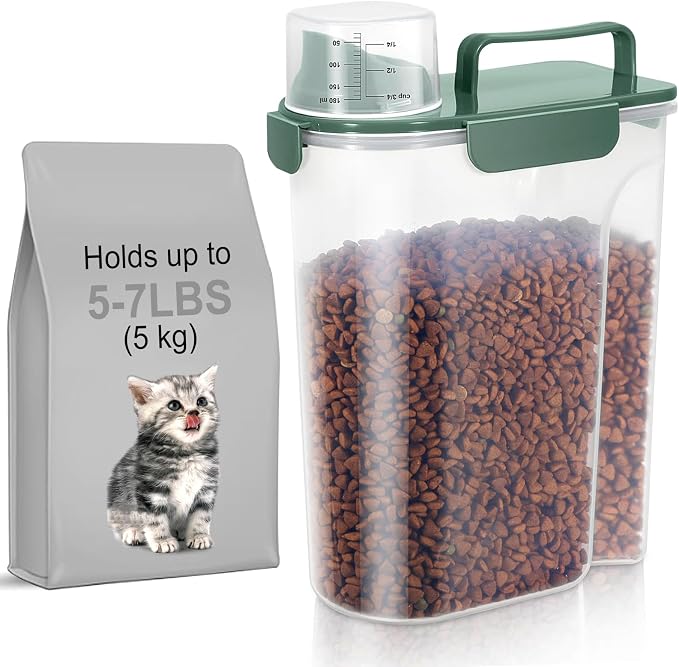 5-7Lbs Cat Dog Storage Container, Portable Pet Food Containers by LEAWALK