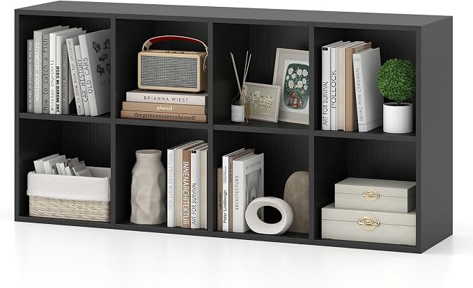 Giantex 8-Cube Bookcase, 3-Tier Cubby Bookshelf, Horizontal Vertical Display by Giantex