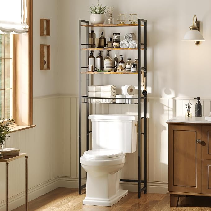 Over The Toilet Storage Shelf, 4-Tier Bathroom Organizer - Image 4