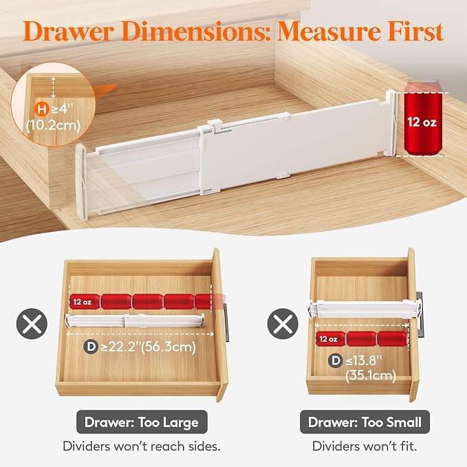 Lifewit 5 Pack Drawer Dividers for Clothes, Adjustable White Plastic Separators - Image 6