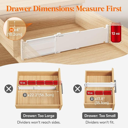 Lifewit 5 Pack Drawer Dividers for Clothes, Adjustable White Plastic Separators - Image 6