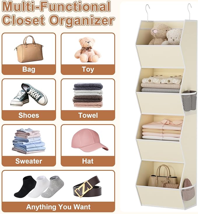 4 Shelf Hanging Closet Organizer Closet Storage - Image 5