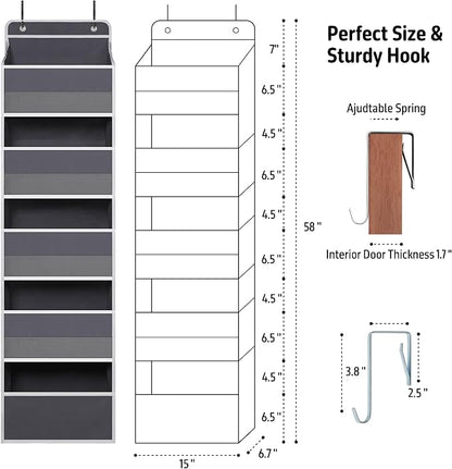 Over Door Organizer with 5 Large Pockets, Heavy Duty Hanging Organizer Storage - Image 3