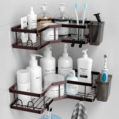 AKTECKE Shower Caddy Corner Organizer: 2Pack Adhesive Shower Shelf Essentials by AKTECKE