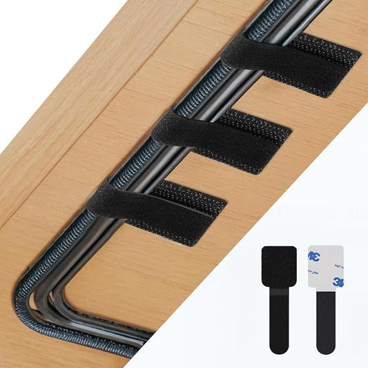 50 PCS Hook and Loop Cable Ties, Under Desk Cable Management, Self Adhesive by Abnii