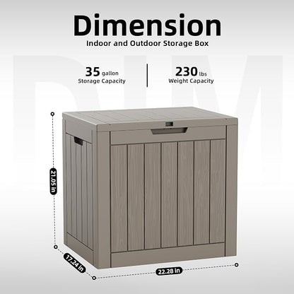DRATO 35 Gallon Outdoor Storage Box Waterproof, Lockable Resin Deck Box - Image 2