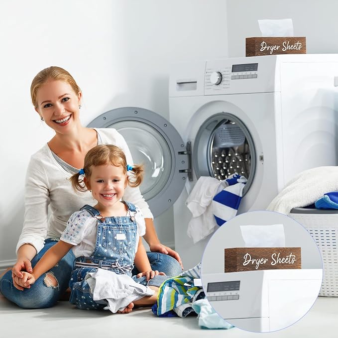 Blulu Dryer Sheet Holder for Laundry Room Wooden Dryer Sheet Container Sheets - Image 5