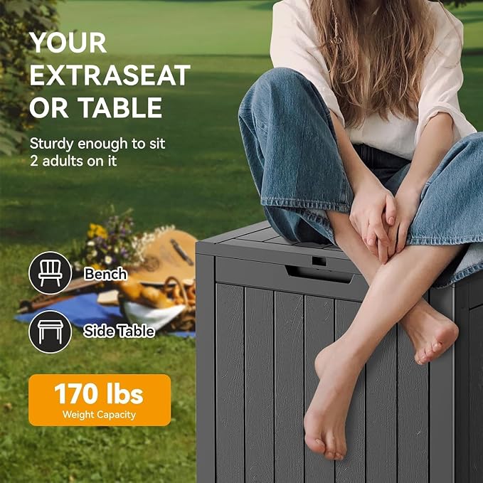 32 * 2 Gallon Outdoor storage deck Box Waterproof ，garden tool, backyard cushion - Image 3
