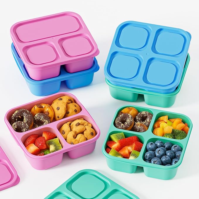 Canfanni 6 Pcs Snack Box Container Set, Reusable 3&4 Compartment Meal Prep by Canfanni