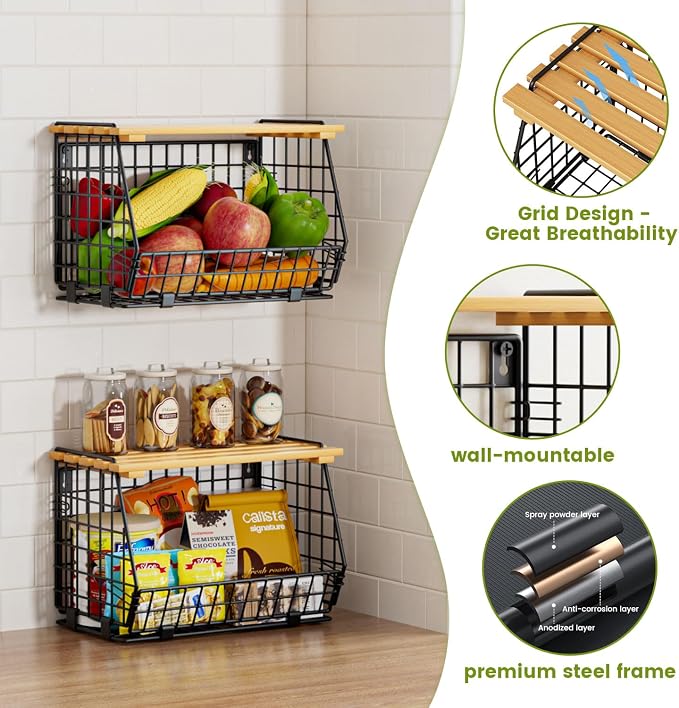 Wire Fruit Basket for Kitchen Storage: Hanging and Counter Basket for Vegetable - Image 4