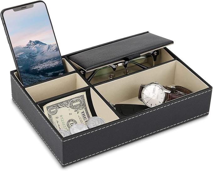 Baoyun Mens Valet Tray Organizer, Mens Jewelry Box, Nightstand Organizer by ByforKitchenHome