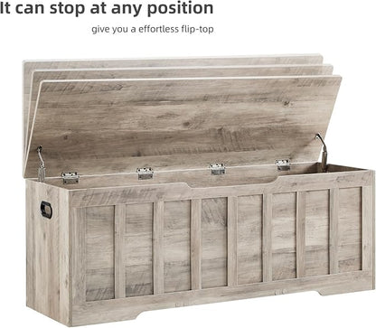 VANKILEY 51.2" Storage Chest Extra Large, Wooden Storage Bench, Greige | Chest - Image 9