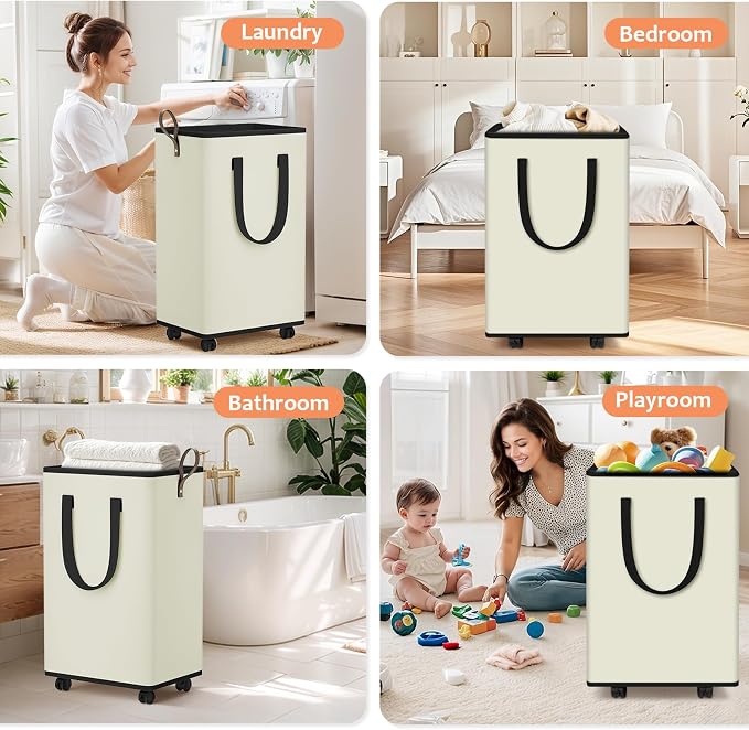 SpaceTrove Laundry Basket with Wheels, Collapsible Laundry Baskets, Laundry - Image 7
