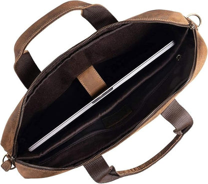 Leather briefcase 18 Inch Laptop Messenger Bags - Image 3