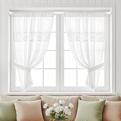 2Pack Shower Curtain Rod 45 to 77 Inches White Shower Rod Tension Curtain Rod - Image 5