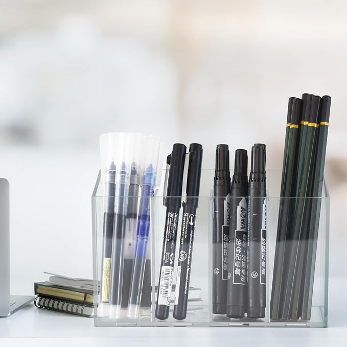 Acrylic Desk Organizer with Removable Dividers 4 Compartments - Image 5