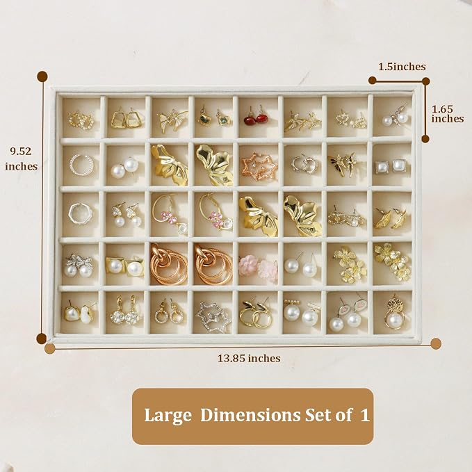 Large Jewelry Organizer for Drawer Insert Velvet Stackable Jewelry Trays for - Image 3