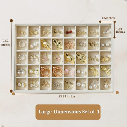 Large Jewelry Organizer for Drawer Insert Velvet Stackable Jewelry Trays for - Image 3