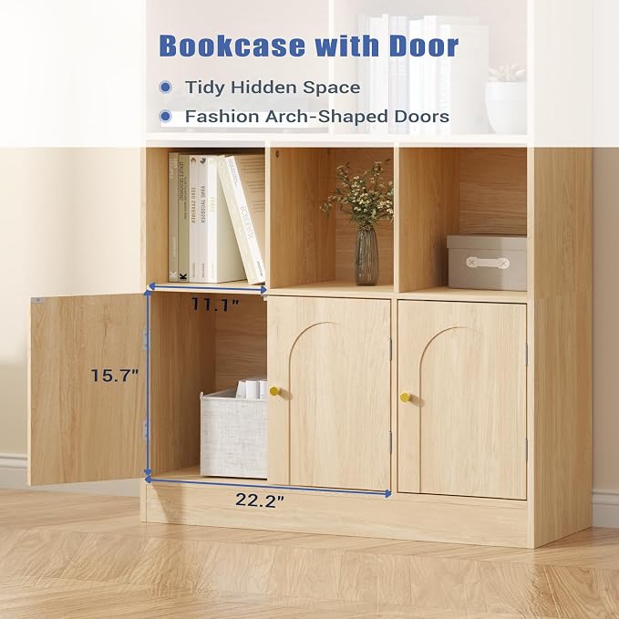 71" Tall Bookshelf with 10 Cubes and 3 Doors, 4-Tier Bookshelf, Open Shelf - Image 2