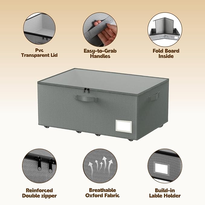 Under Bed Storage with Wheels, No Assemble Required 10 inches Height, Rolling - Image 5