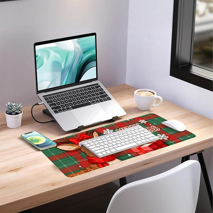Merry Christmas-Elk Gaming Mouse Pad 31.5"x11.8"Desk Mat Anti-Slip Rubber Base - Image 7