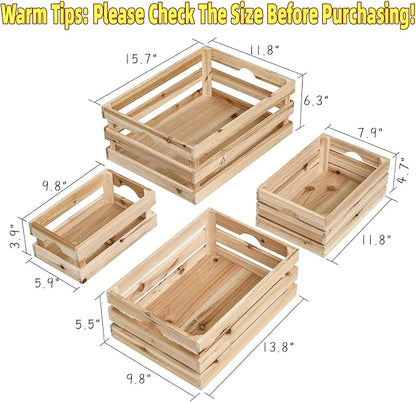 Set of 4 Large Wooden Crates Unfinished Office Storage Crates, Decorative Wood - Image 2