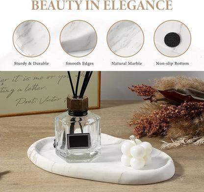 Koville Luxurious Natural White Marble Vanity Tray, Cloud Shape Serving Stone - Image 3