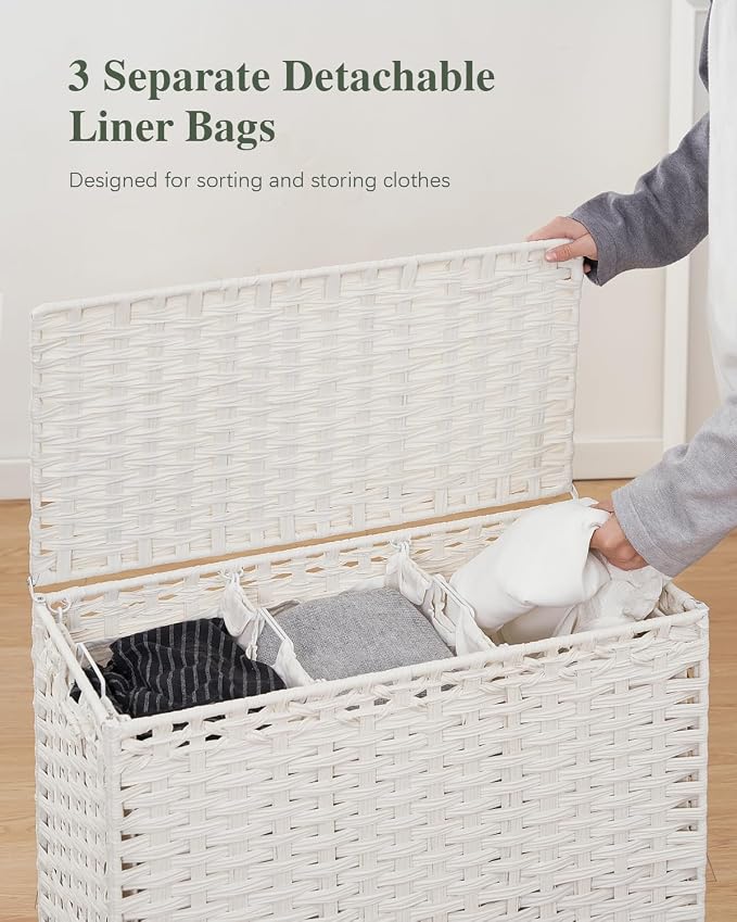 SETVSON Laundry Hamper with Lid 132 L, Clothes Hamper with Lid, Handwoven - Image 3