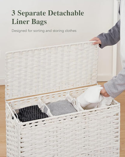 SETVSON Laundry Hamper with Lid 132 L, Clothes Hamper with Lid, Handwoven - Image 3
