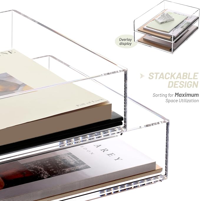 SANRUI Paper Organizer for Desk, Acrylic Stackable Letter Tray, Paper Sorter - Image 5