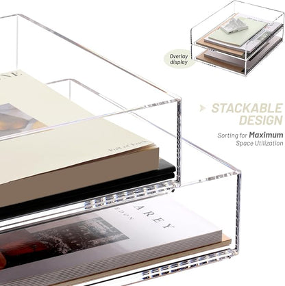SANRUI Paper Organizer for Desk, Acrylic Stackable Letter Tray, Paper Sorter - Image 5