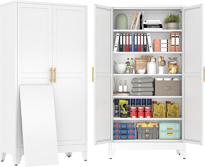79" White Metal Storage Cabinet by BAOLIWO