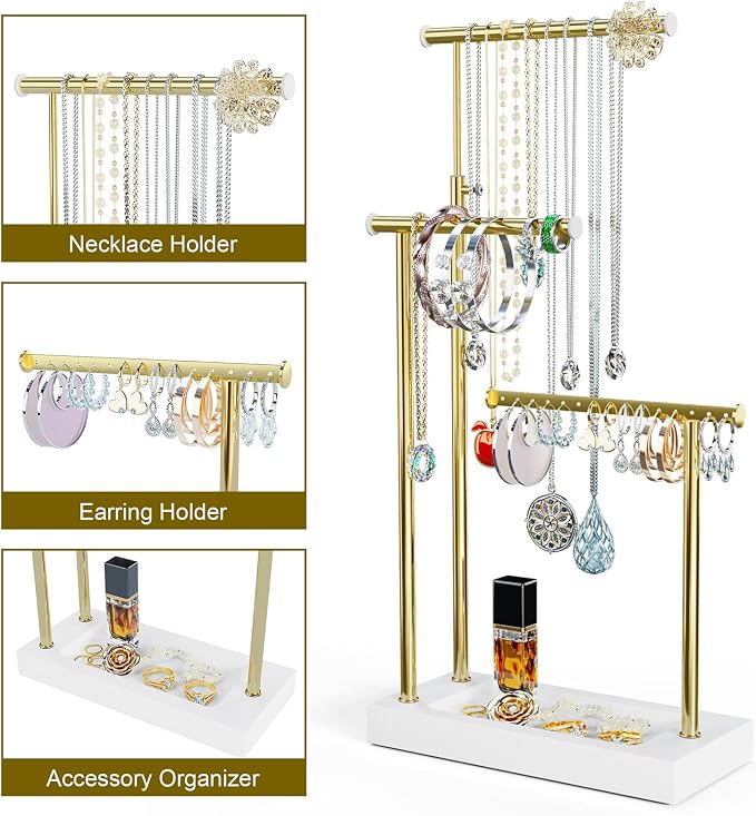 SRIWATANA Jewelry Organizer Display Extra Tall Necklace Holder 3 Tier Jewelry - Image 4