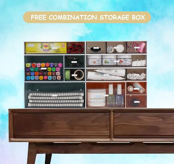 Desktop Stackable Storage 3 Drawers, Makeup Desk Organiser Storage Box - Image 5
