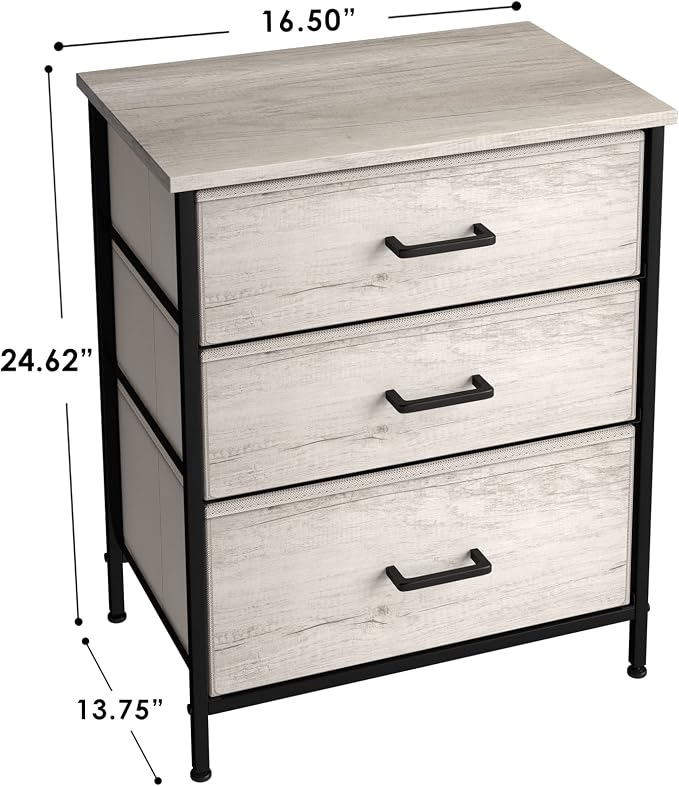 Sorbus Nightstand Dresser with 3 Faux Wood Drawers - Image 3