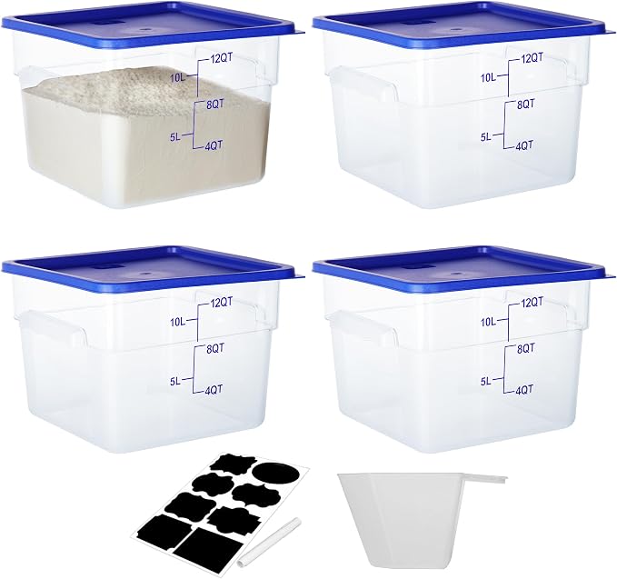 4 Pack Food Storage Containers, 12 Quart by BIEAMA