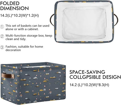 Cute Vehicles Crane Storage Bins Box Foldable Shelf Basket - Image 2