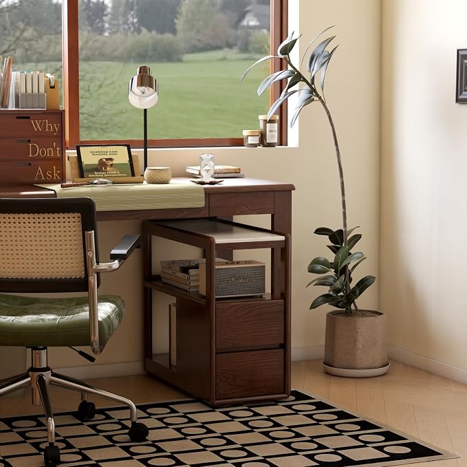 Solid Wood End Table with Storage Drawers, Narrow Side Table - Image 3