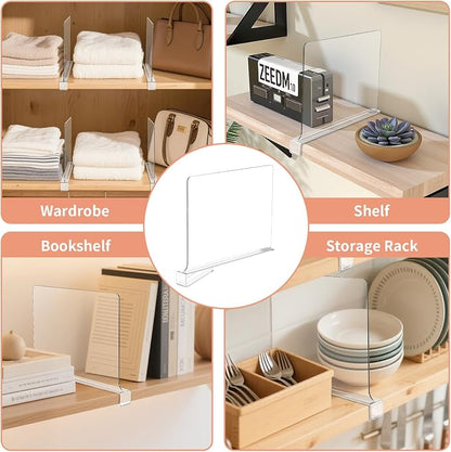10 Pack Clear Shelf Dividers for Closets, Acrylic Dividers for Shelves - Image 7