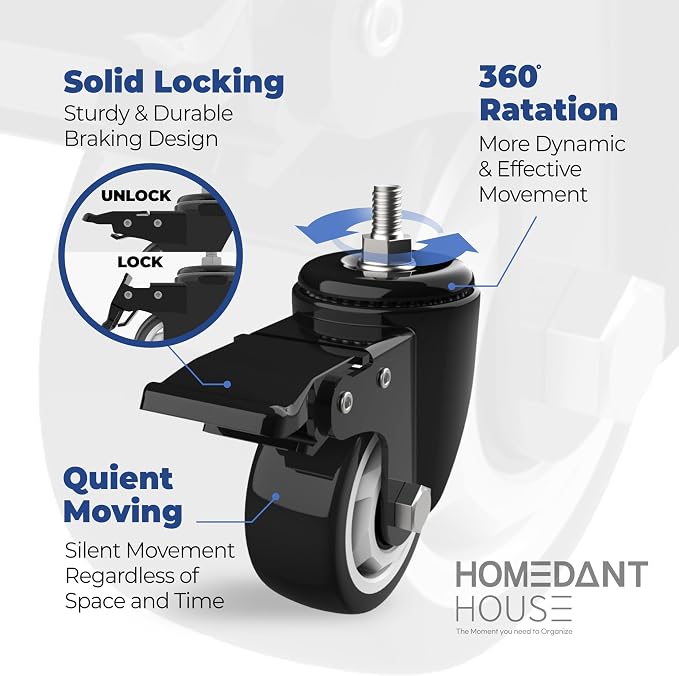 HOMEDANT House 5-Tier Metal Boltless Rolling Cart Shelf Rack Casters Heavy Duty - Image 12