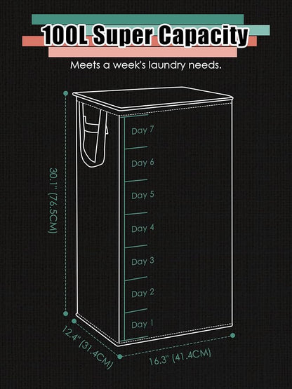 WTREE Laundry Hamper with Lid, Reinforced Sturdy Clothes Hamper with - Image 5