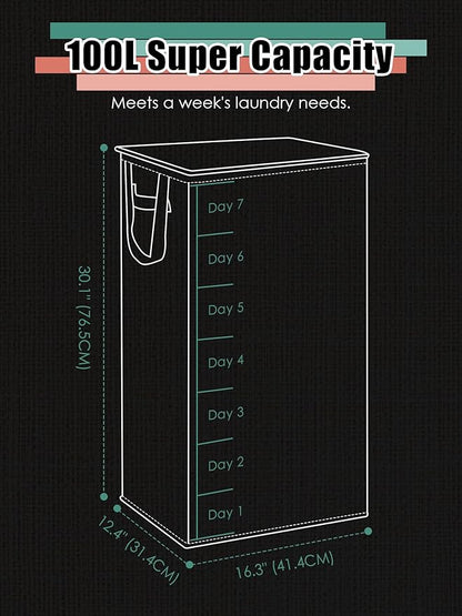 WTREE Laundry Hamper with Lid, Reinforced Sturdy Clothes Hamper with - Image 5