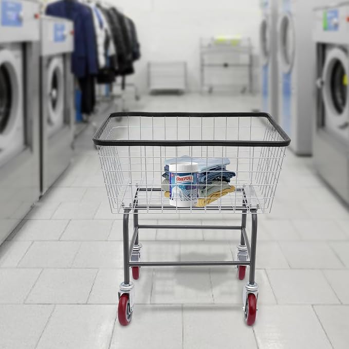 Heavy Duty Steel Wire Laundry Cart - Image 3