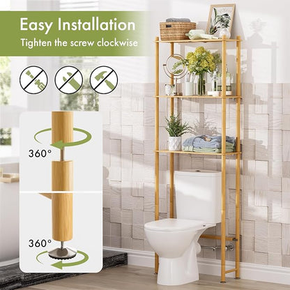 AmazerBath Bamboo Over The Toilet Storage Shelf, 3-Tier Bathroom Over Toilet - Image 6