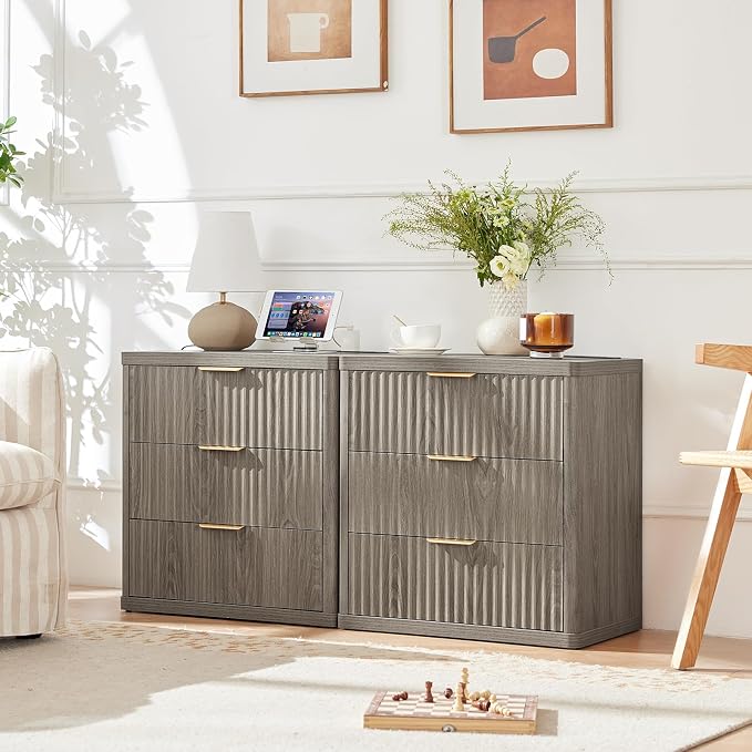LEYAOYAO 23" Wide Fluted Farmhouse Night Stand Set of 2 - Image 4