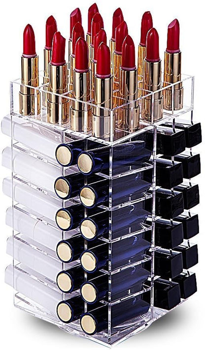 HBlife Lipstick Holder, Acrylic Rotating 64 Lipstick Tower Organizer Spinning by HBlife