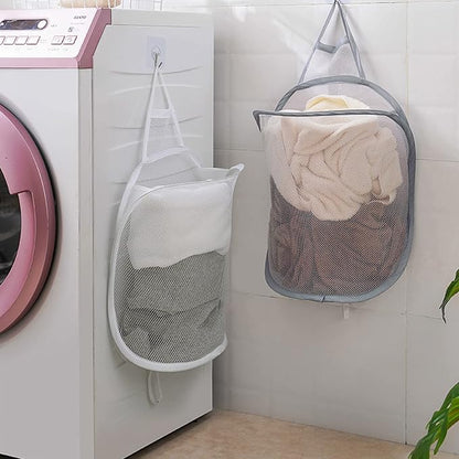 Pop-up Hanging Laundry Hamper Small Mesh Laundry Basket 2 Pack Foldable Hamper by EOMTUR