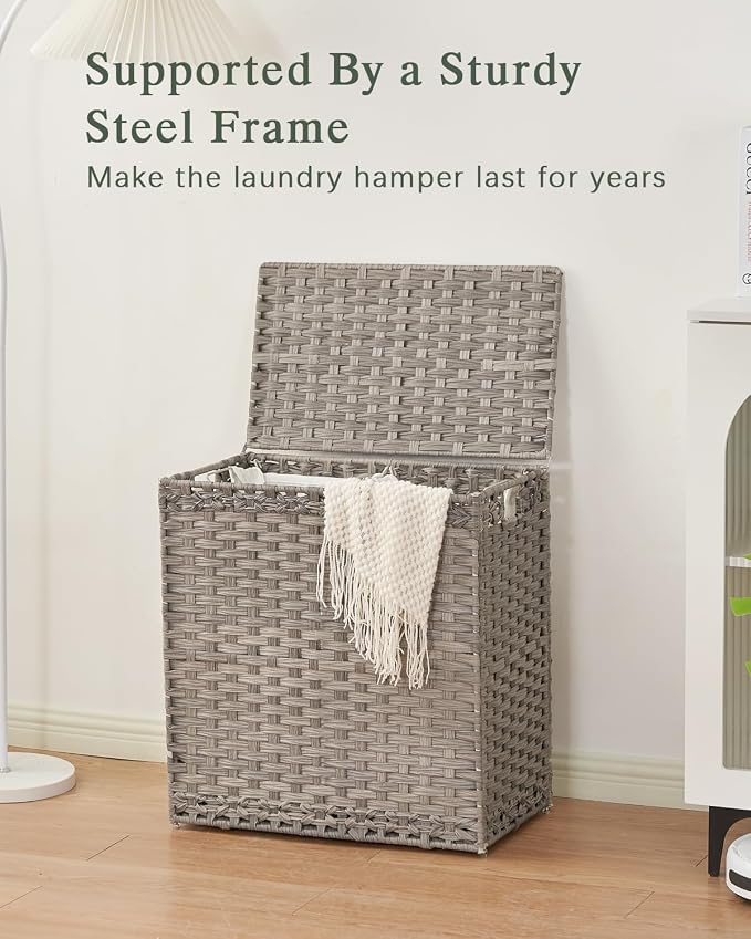 Laundry Hamper with Lid Wicker Laundry Basket 112 L Laundry Hampers Handwoven - Image 8
